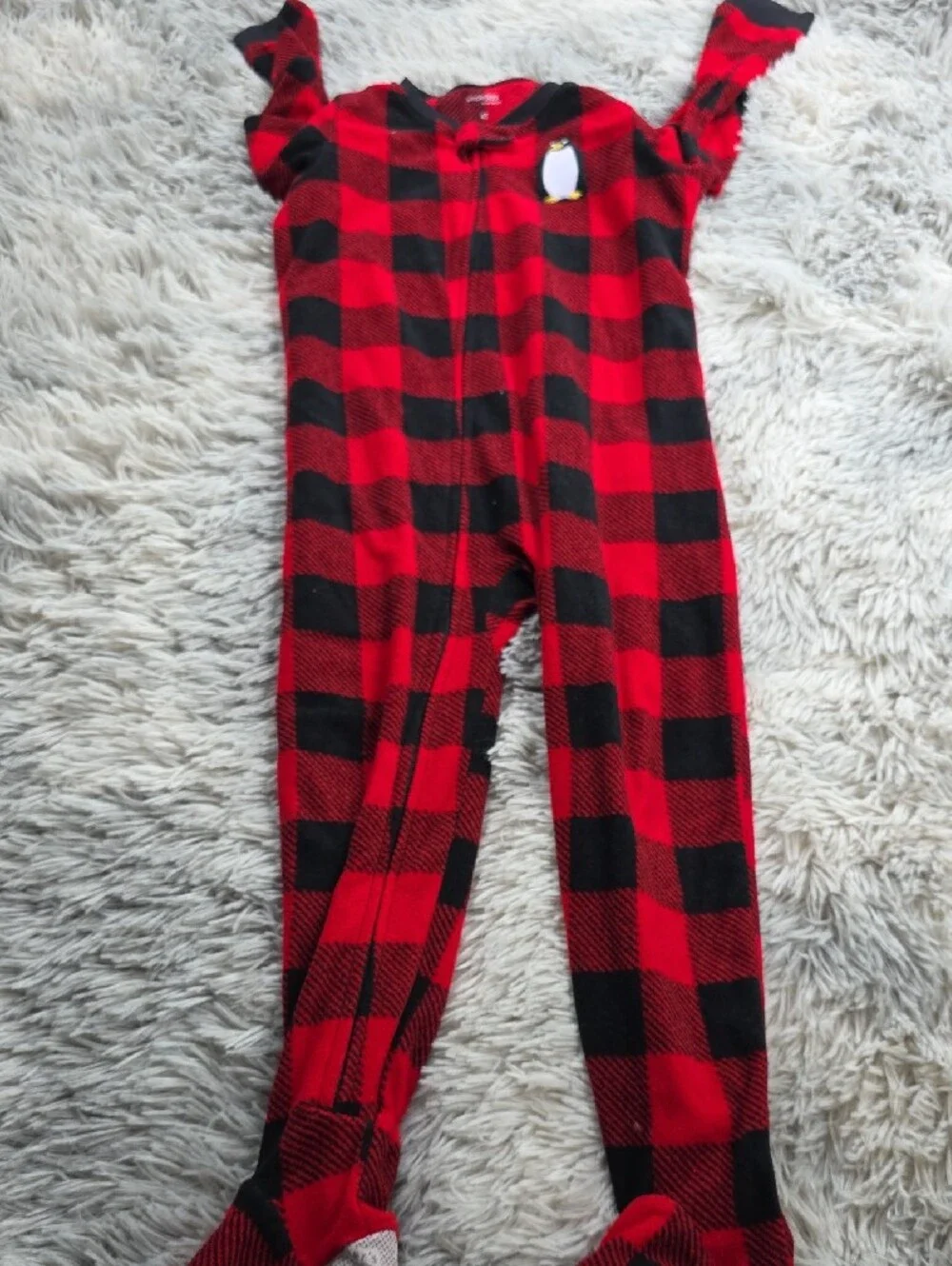 Carter's Red and Black Buffalo Plaid Kids One-Piece Footed Pajamas